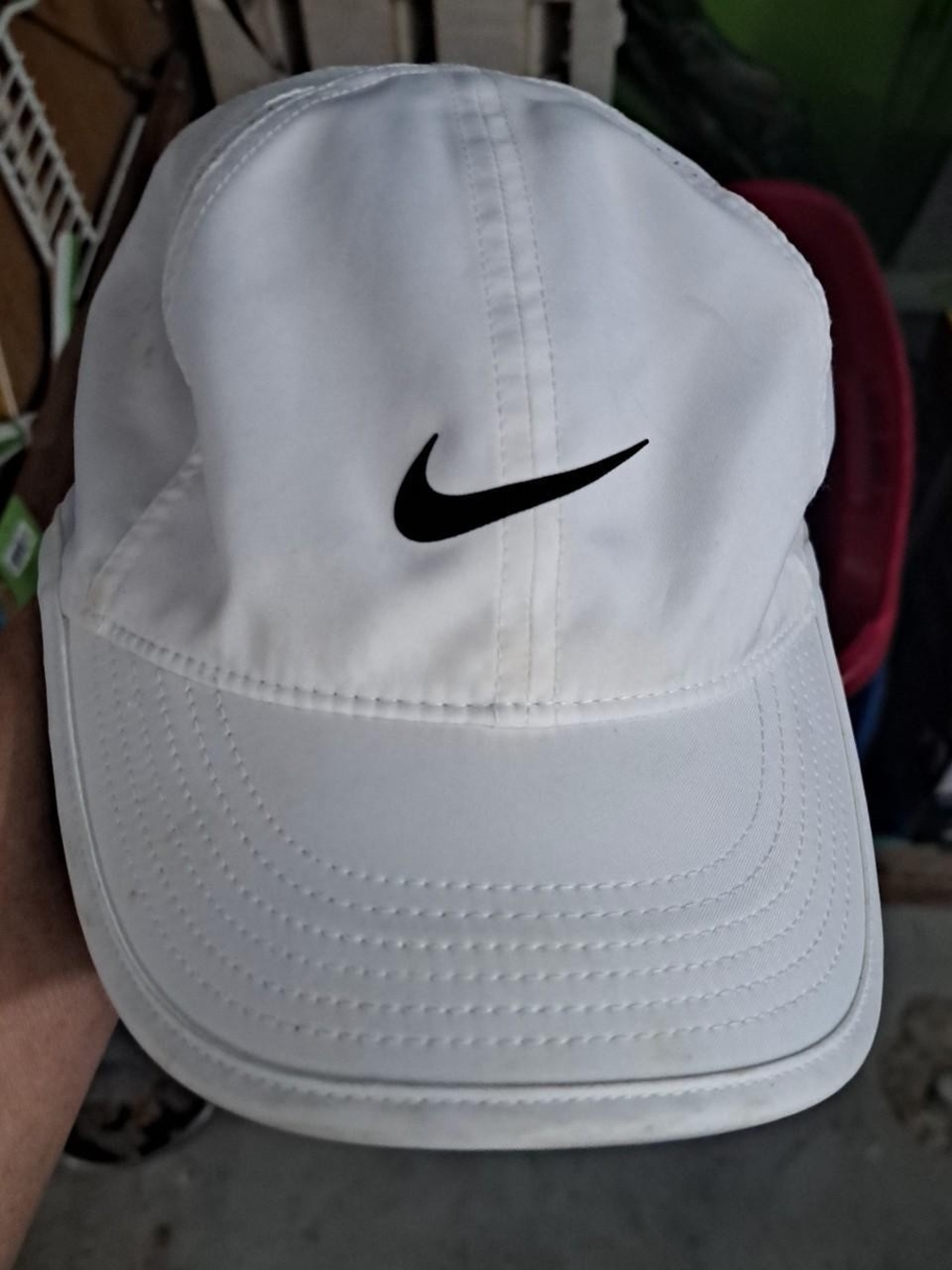 Nike White Baseball Cap with Black Swoosh